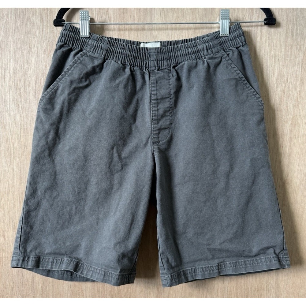 Pact Men's Shorts Size Small Canvas Drawstring Organic Cotton Gray/Blue